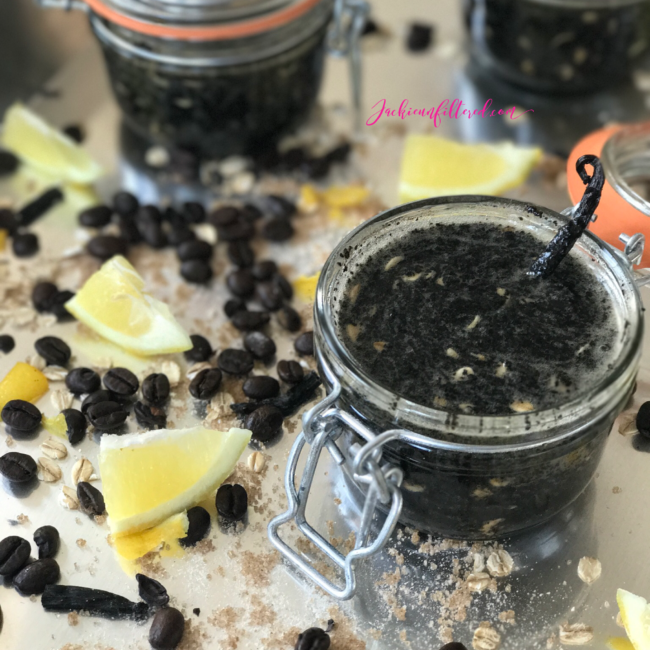 DIY Natural Coffee, Brown Sugar Coconut Oil with Vanilla Exfoliating Body Scrub Recipe | www.JackieUnfiltered.com