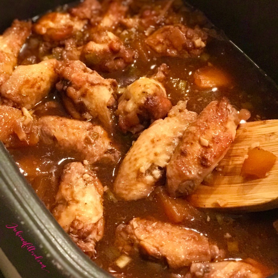 Slow Cooker Carribean Sweet & Spicy Garlicky Ginger Chicken Wings | https://www.jackieunfiltered.com/healthy-carribean-sweet-spicy-garlicky-ginger-chicken-wings-recipe/