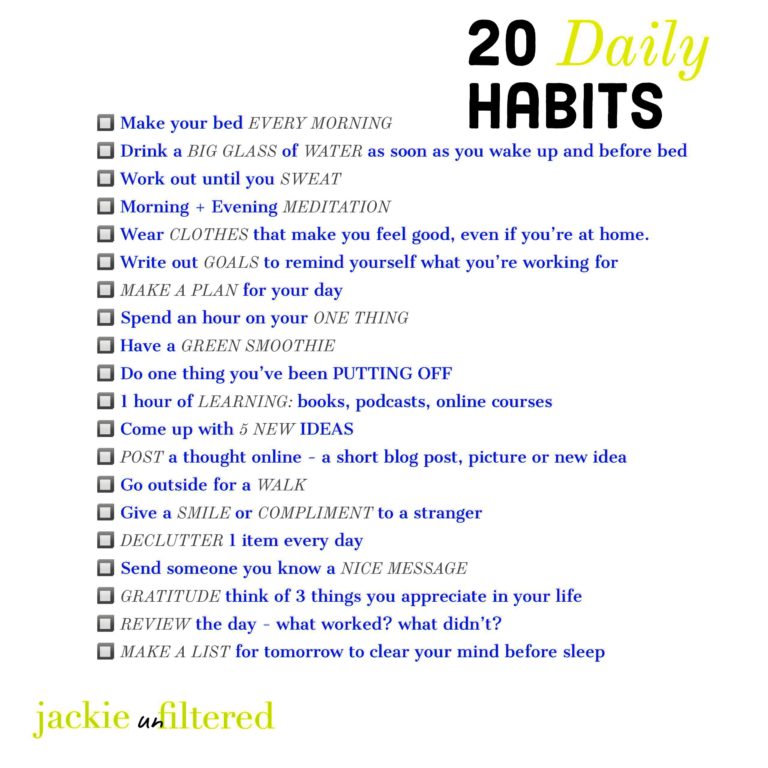 20 Daily Habits Of Happy And Successful People Printable Jackie